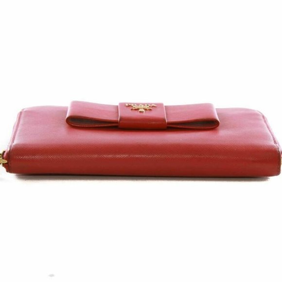 Prada Saffiano pink leather ribbon zip around wallet - Picture 4 of 8